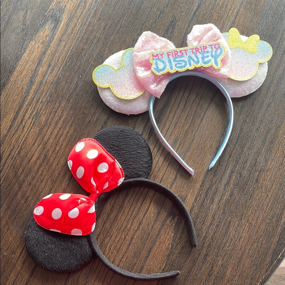 My first Disney trip Mickey ears and Minnie Mouse ears